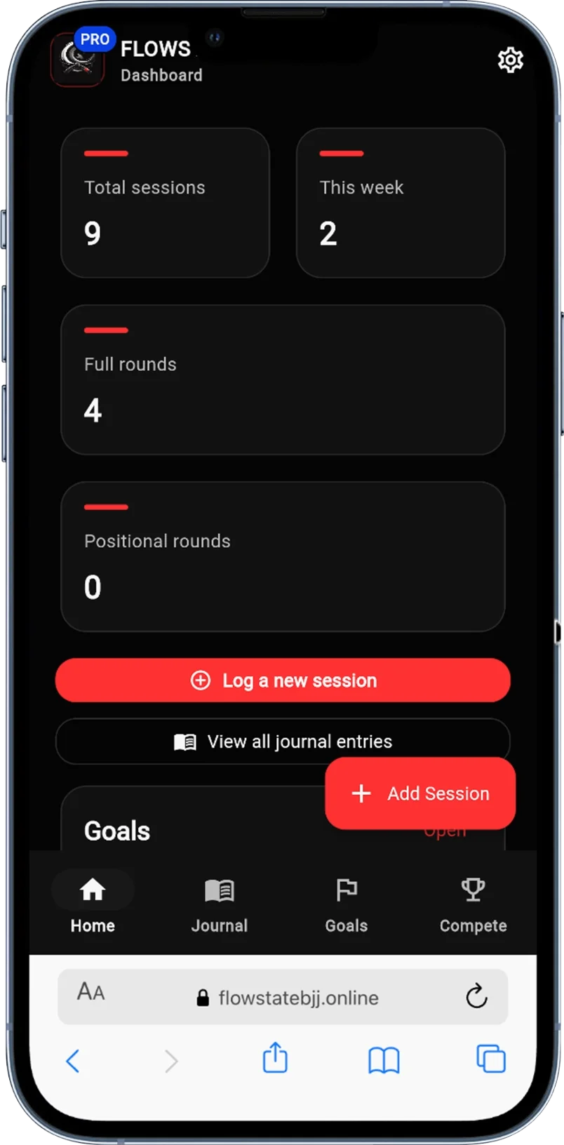 FlowState Tracker website screenshot 1