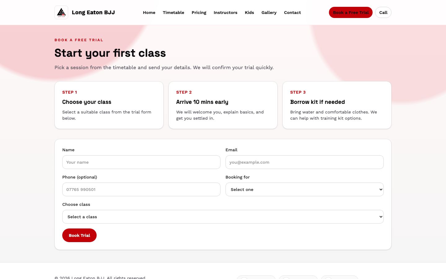 Long Eaton BJJ Website website screenshot 1